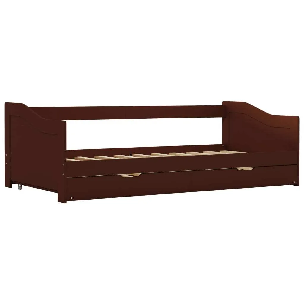 vidaXL Canapé-lit Cadre de lit en Pin Brun Foncé 90x200 cm Robuste