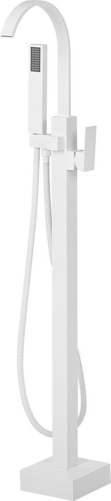 BELIANI Armatur Freistehend Weiß Messing Zink Wannenmischer/ Exklusive freistehende Badewannenarmatur Modernes Design