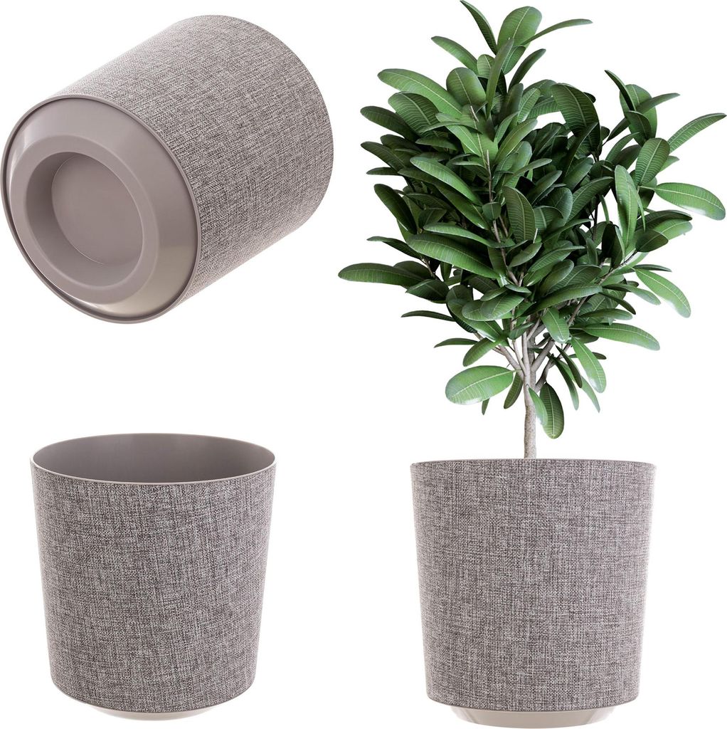 KADAX Blumentopf Blumentopf Kunststoffabdeckung Blumenständer 25cm Taupe