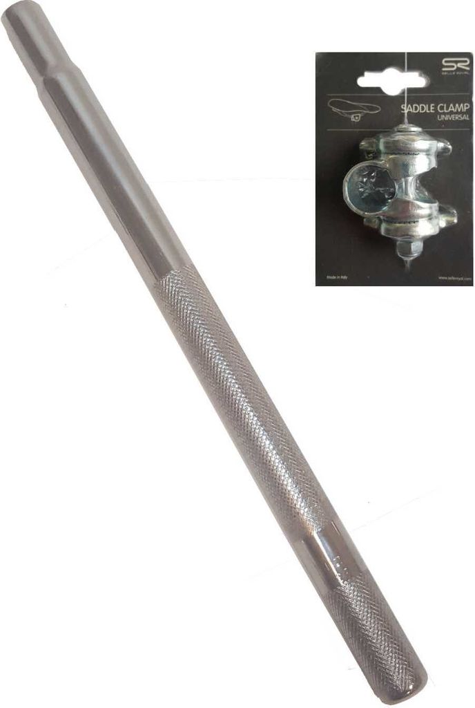 Lange Stahl Sattelstütze silber 400mm 40cm Sattelstange Produktbild 