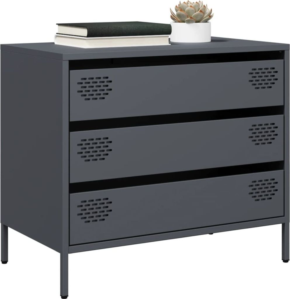 Maison Exclusive - Sideboard Anthrazit 68x39x58,5 cm Kaltgewalzter Stahl