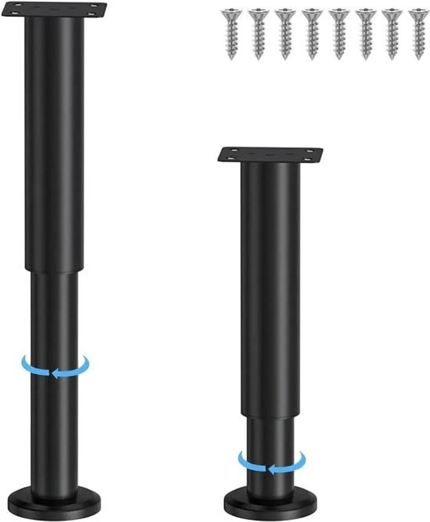 Allecto Plus Lot de 2 Pieds de Lit en Métal Réglables de 25 à 42 cm Noir