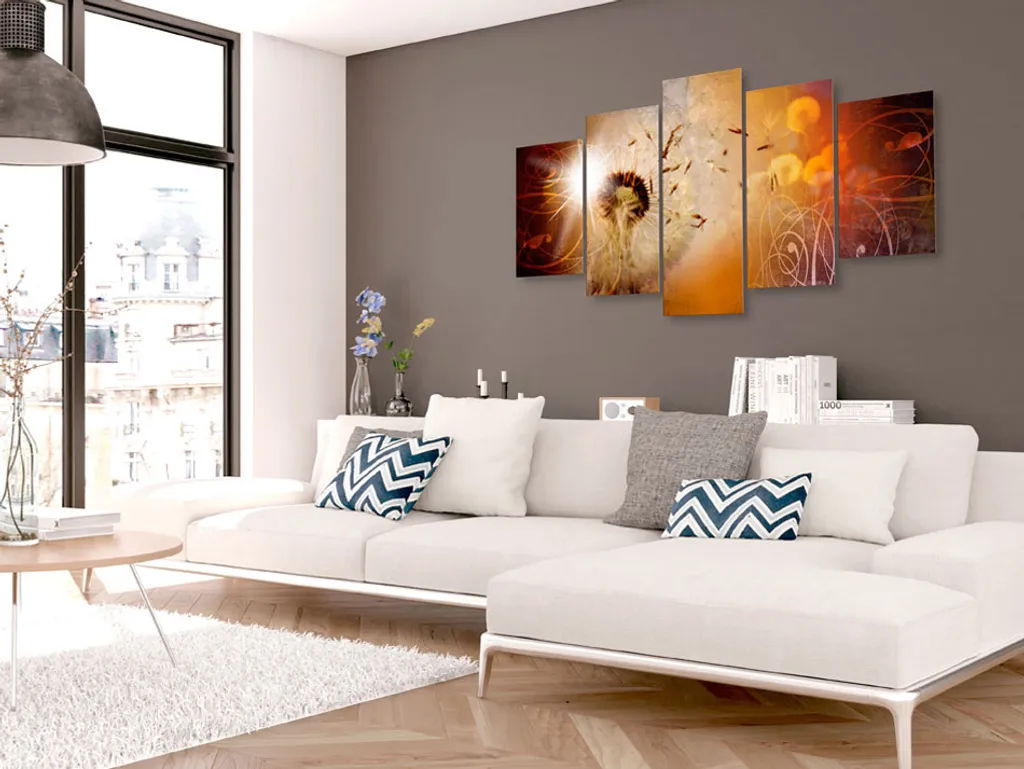 Tableau en verre brillant incassable Pusteblume Abstrakt 100x50cm Deco