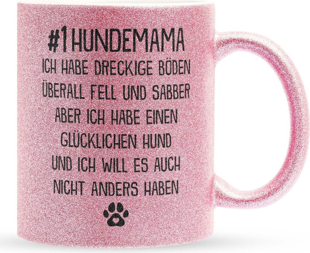 22Feels Glitzertasse Pink Beste Hundemama Frauchen Geschenk Hundeliebe Welpe Kaffeetasse Hund Dog Mom Haferl Frauen Geburtstag Muttertag Weihnachte...