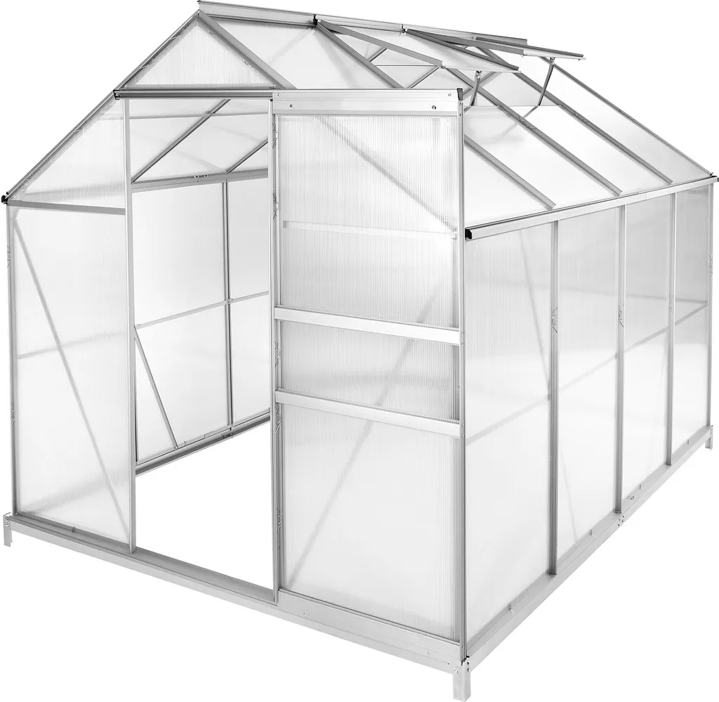 Serre aluminium anti-vent 185x250x195cm avec base stable et toit robuste