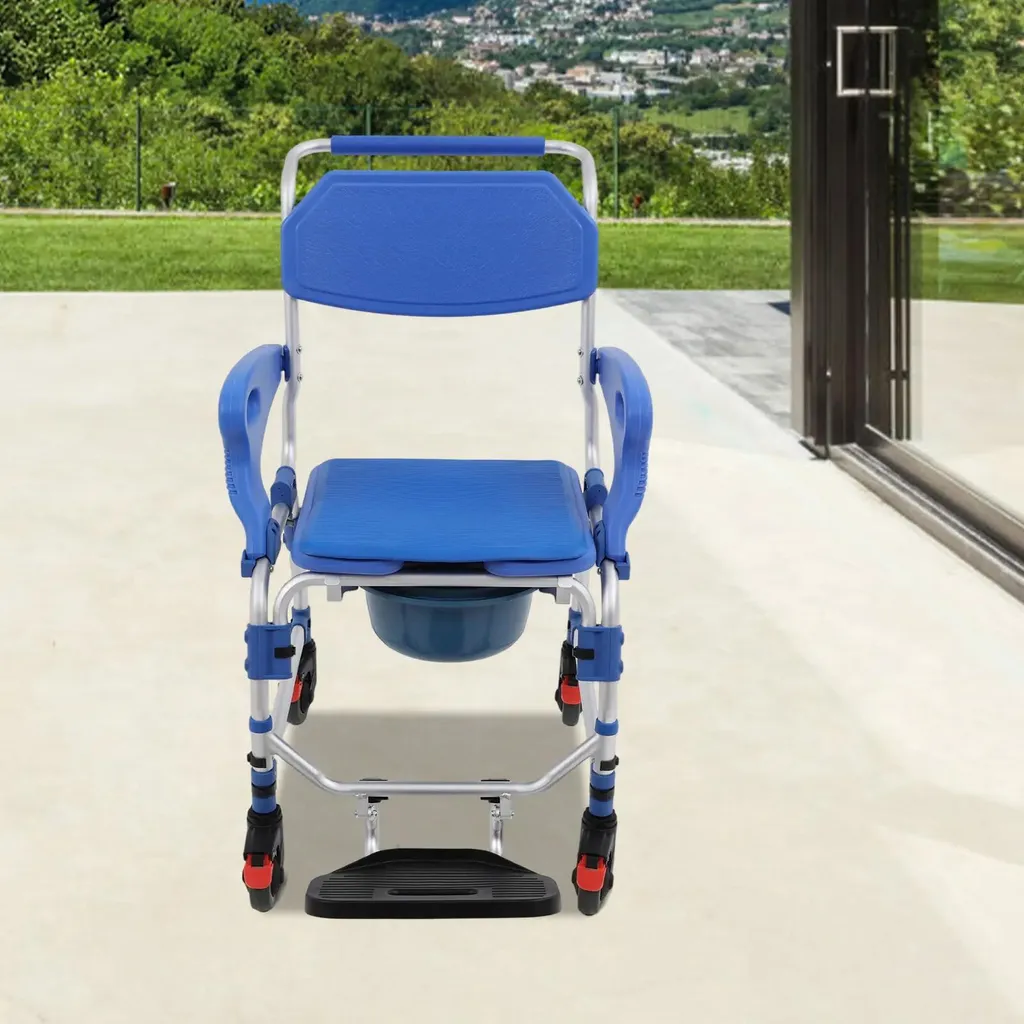 Chaise de commode mobile et fauteuil de douche médical ergonomique - 2