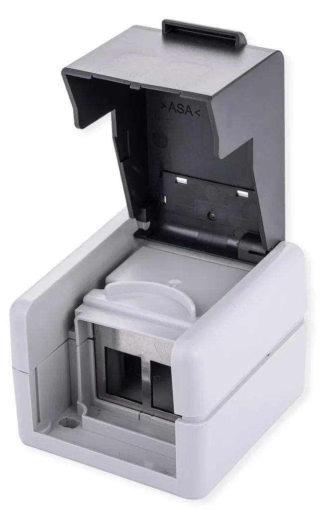 Boîtier Keystone VALUE IP44 gris montage en saillie pour 2 ports réseau
