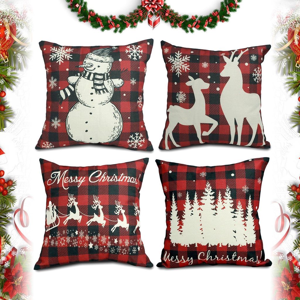 45x45 Cm Kissen FYJCXCMP Winter Kissenbezüge Set - 4er Set 45x45 Cm Rentier  Design Rentier Kissenhüllen, image size:1024x1024