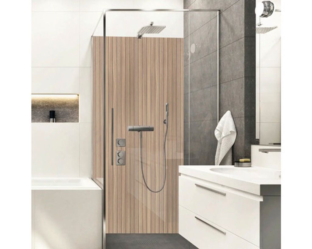 Duschrückwand mySpotti Shower Holzoptik Lärche 255 x 150 cm SH-255150-1938-HB