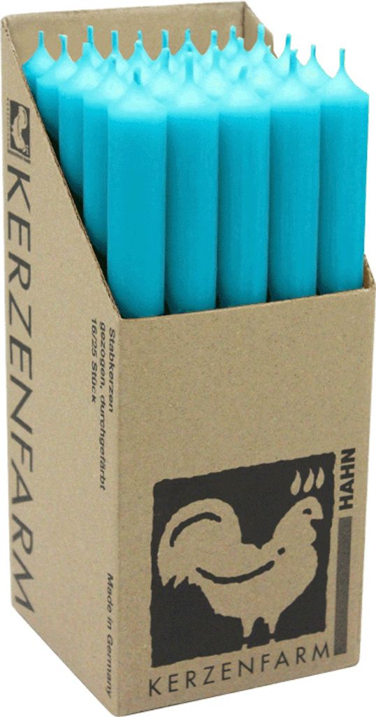 Stabkerzen aus Paraffin, 250/22 mm, Türkis, KERZENFARM Produktbild 