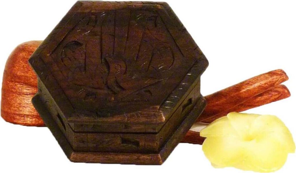 Holz Schatulle Dose Schmuckdose Holzschachtel Kunsthandwerk Holzdose Holzschatulle Kiste Sechseckig, klein