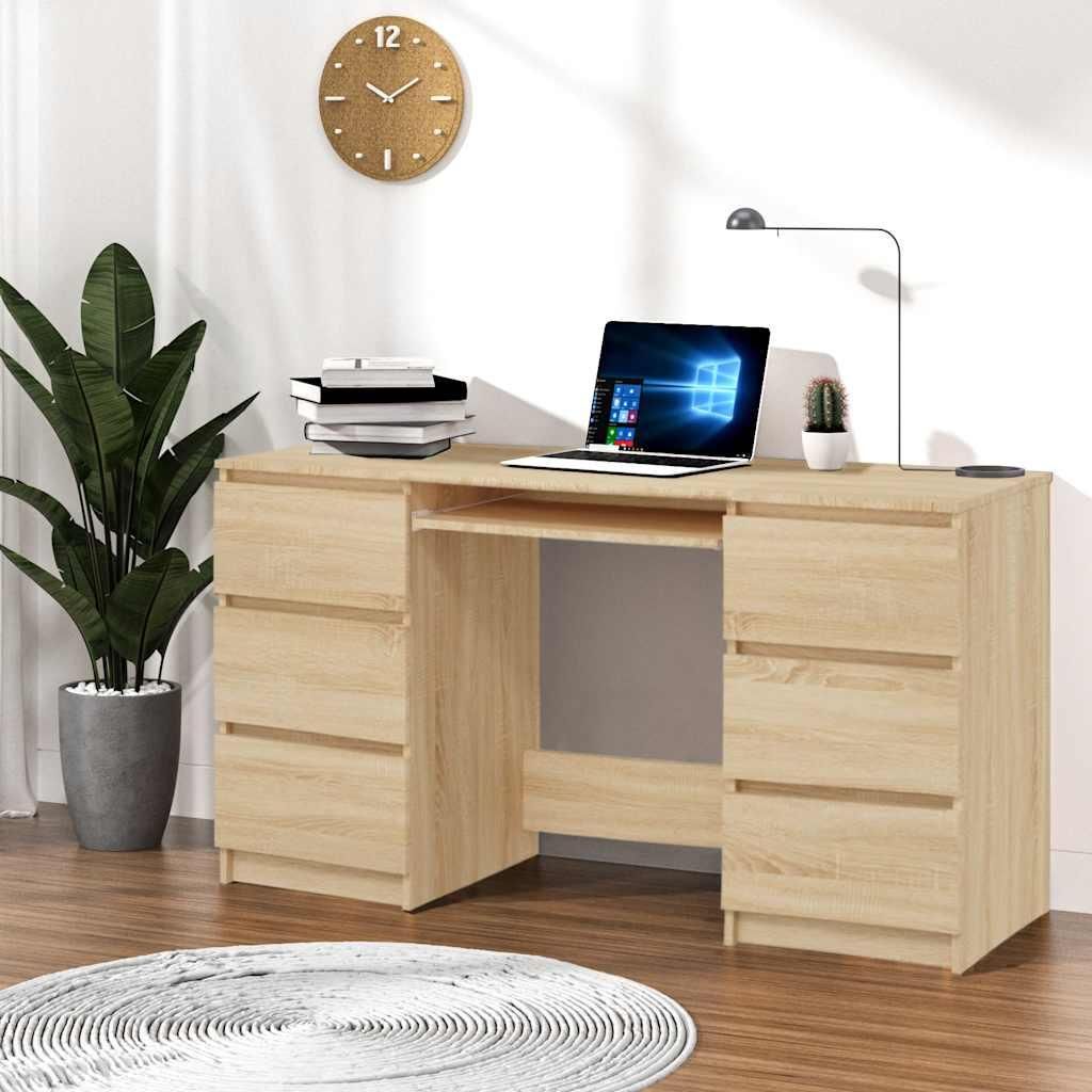 Schreibtisch 140 x 77 x 50 cm Spanplatte mit 6 Schubladen Produktbild 