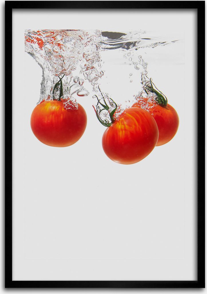 Bild - Bilderrahmen - 50 cm x 70 cm - MDF - Rahmen - Wandkunst Tomaten unter Wasser
