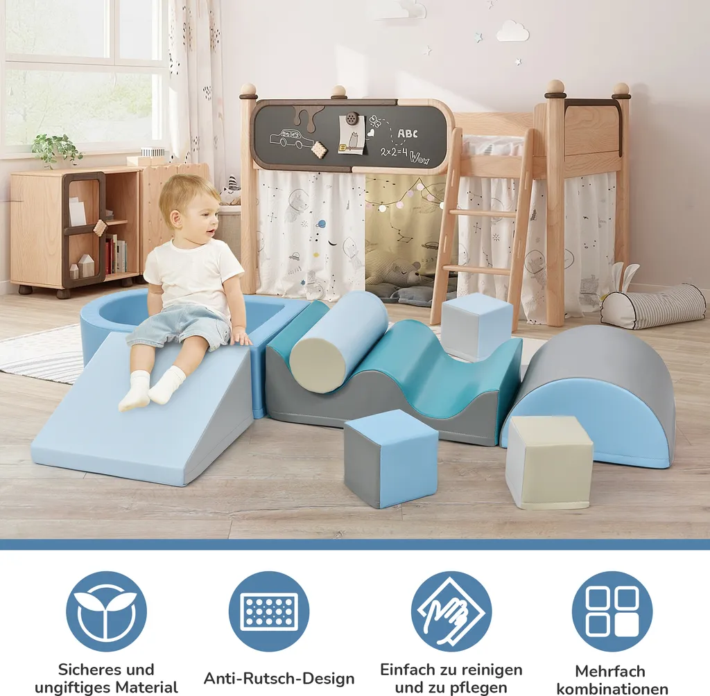 Module de Motricité Bébé en Mousse avec Toboggan et Escalier Modulable - 5