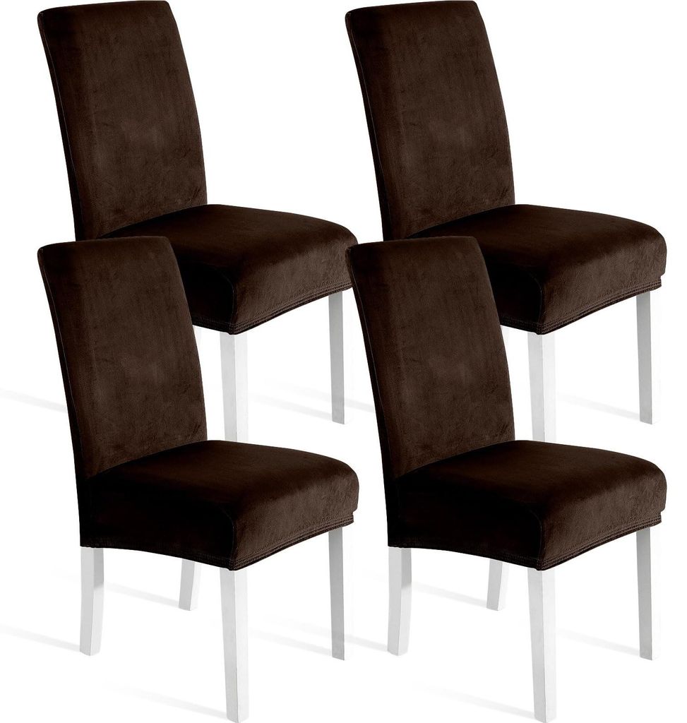 Samt-Stuhlhussen, 4er-Set, universelle Stretch-Stuhlhussen, weiche Stuhlhussen, waschbare dekorative Stuhlhussen, kratzfeste Hussen für Hochstühl...