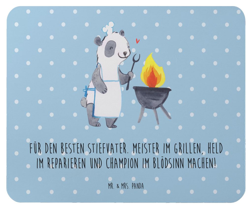 Mr. & Mrs. Panda Mouse Pad Bester Stiefvater - Blau Pastell - Geschenk, Dankeschön, pc mousepad, Weihnachten, Familie, Mauspad, Stiefkinder, mausu...