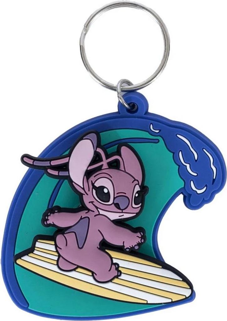 Lilo & Stitch - Schlüsselanhänger, PVC, Engel, Wellenblau TA13939 (70 mm x 60 mm) (Blau/Pink)