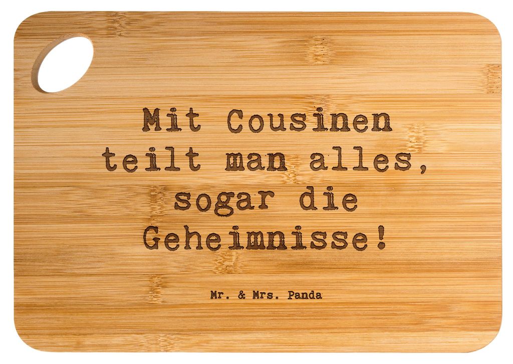 Mr. & Mrs. Panda Holzbrett Spruch Cousine Geheimnisse - Transparent - Geschenk, Weihnachtsgeschenke, Dankeschön, holzschneidebrett, Hackbrett, Bin...
