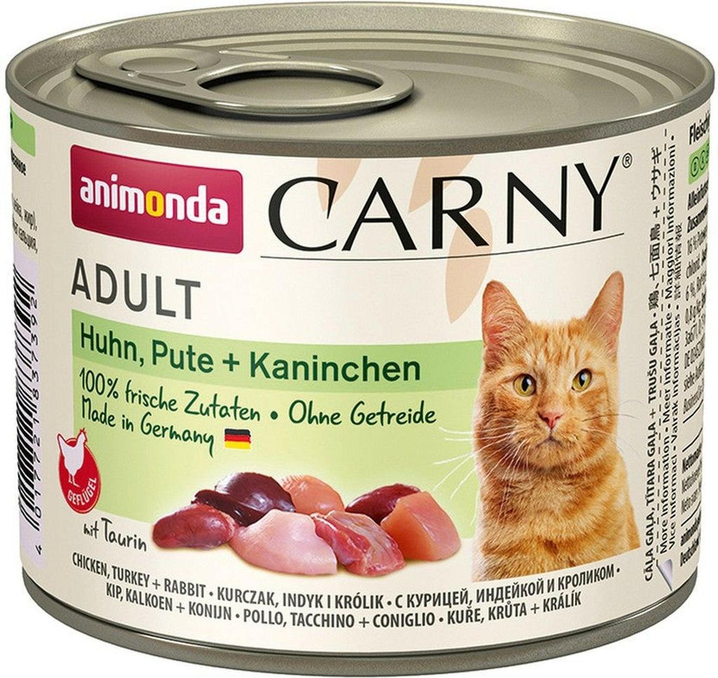 ANIMONDA Carny Adult Huhn, Pute, Kaninchen, Nassfutter für Katzen, 200 g Dose