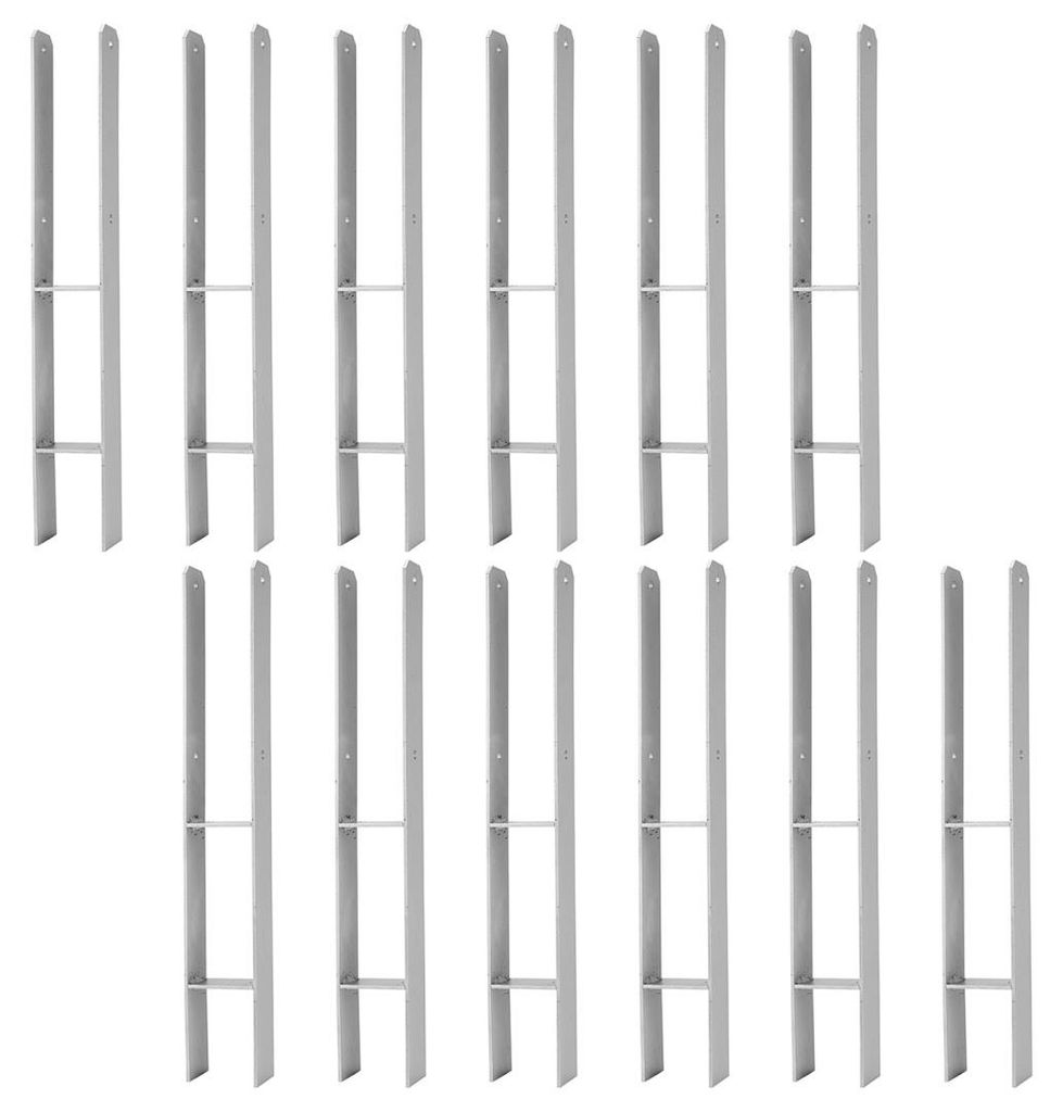 Faziango Pfostenanker H-Anker Set 12 Stk, 600 mm, 81 mm Stabile Bodenverankerung für Zaun, Pergola, Carport und Gartenbau