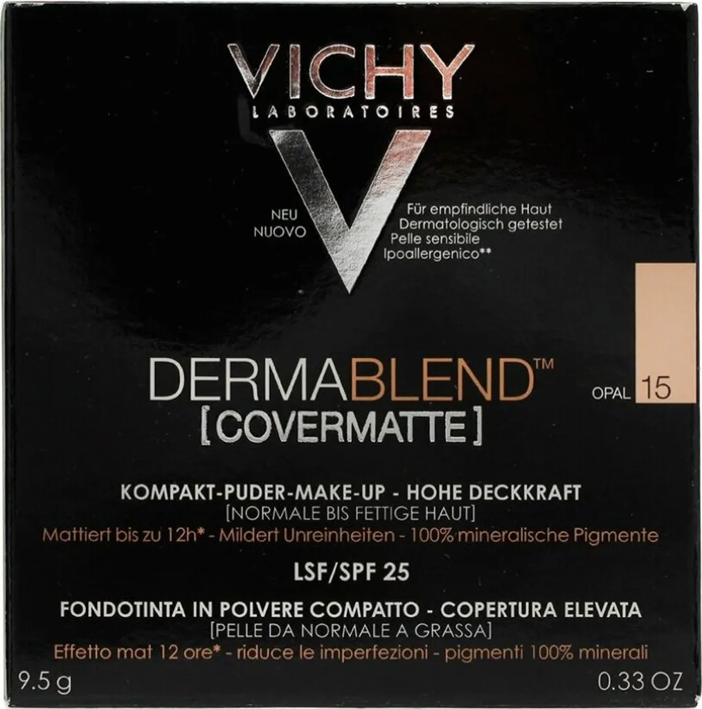 Fond de Teint Compact Poudre Vichy Dermablend Covermatte Teinte 15 Opale