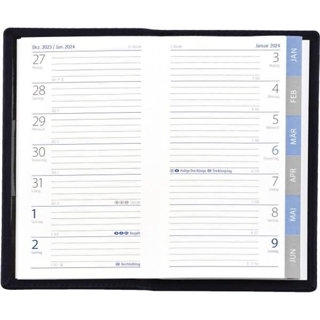 Taschenkalender 9x15cm 1 Woche/Seite schwarz 2027 Produktbild 