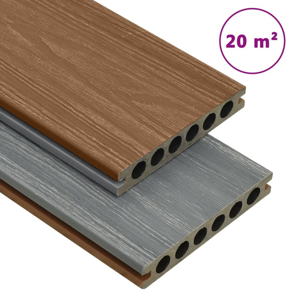 WPC Terrassendielen mit Zubehör Braun und Grau 20 m² 4 m , Antirutschmatten Design 2024
