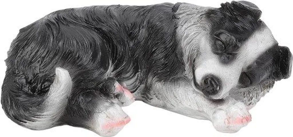 Figurine Border Collie pour jardin : statuette de collection en résine