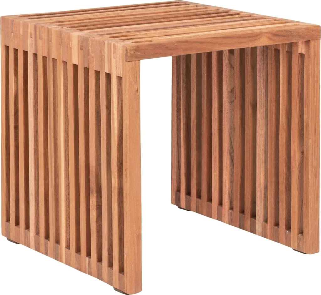 Bout de canapé Pego en teck massif marron, table basse carrée 40cm