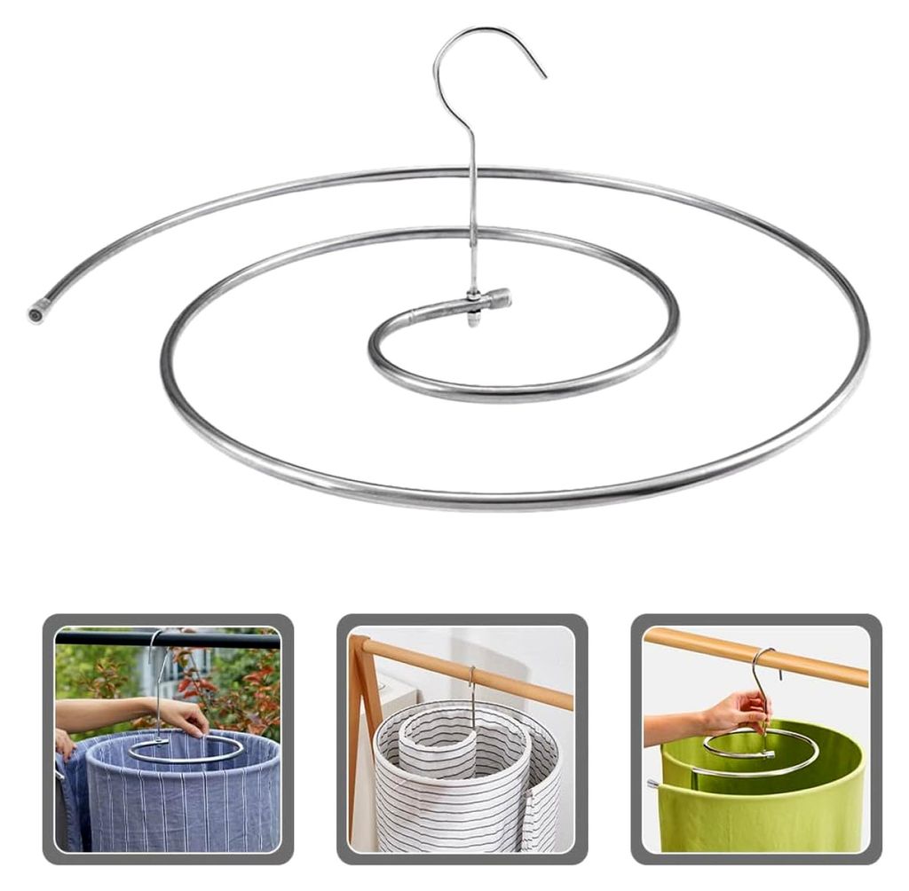 Spiralförmiger Wäscheständer aus Edelstahl zum Trocknen von Bettdecken und Laken auf dem Balkon mit abgerundeten Kanten für empfindliche Textilien