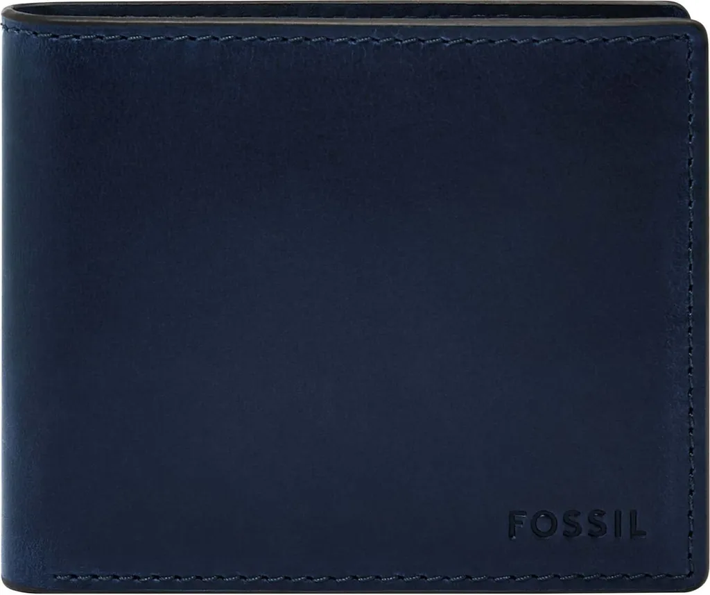Portefeuille sécurisé RFID cuir bleu marine Fossil pour hommes