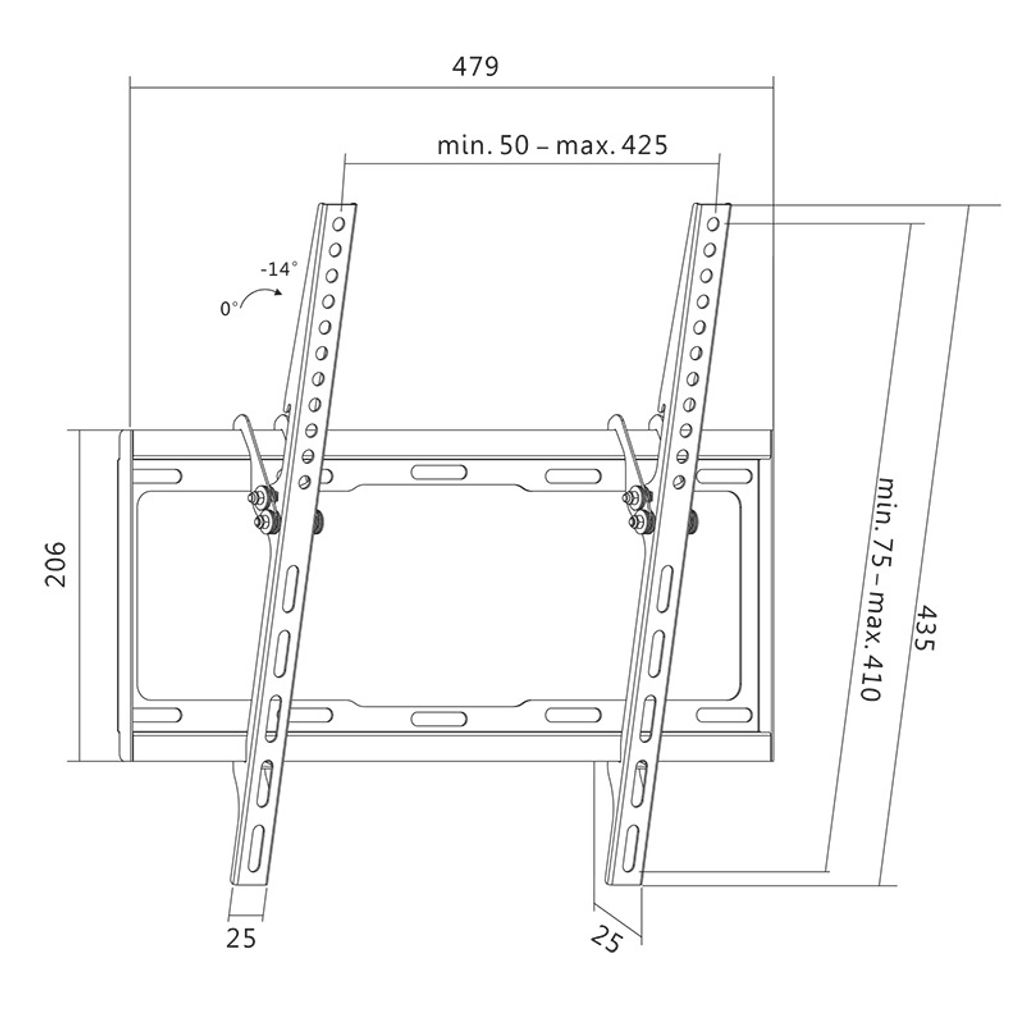 LogiLink TV-Wandhalterung neigbar für 81,28 - 139,7 cm