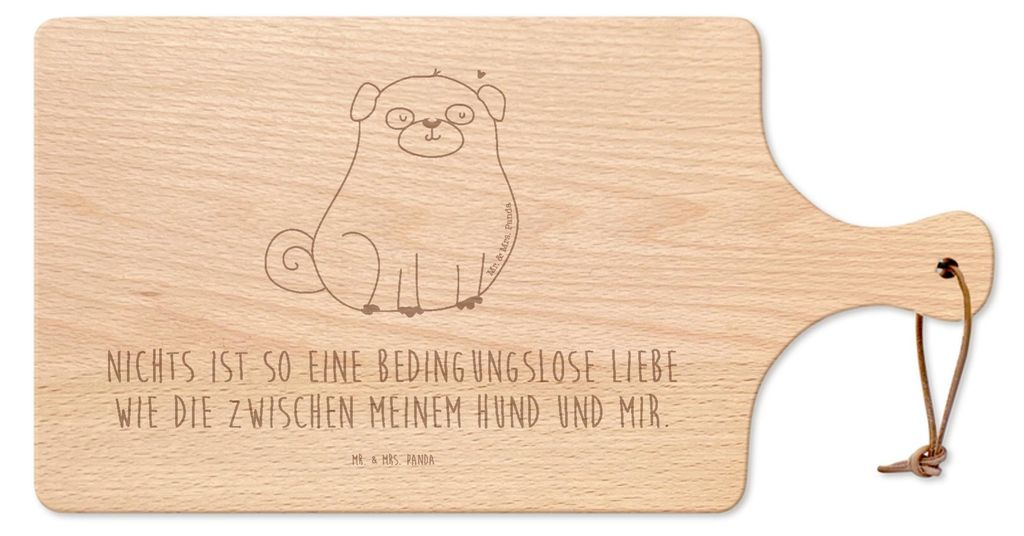 Mr. & Mrs. Panda Hackbrett Mops - Transparent - Geschenk, Hund, Frühstücksbrettchen, Knuffig, Pure Liebe, Schneidebrett, Küchenbrett, Sprüche, ...