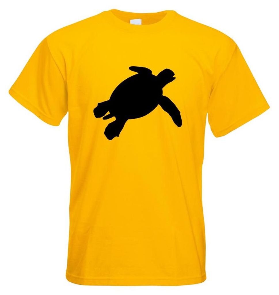 Kiwistar - T-Shirt - gelb - Schildkröte Silhouette Motiv Bedruckt Funshirt Design Print - mit Motiv Bedruckt - Funshirt Design - Sport - Freizeit ...