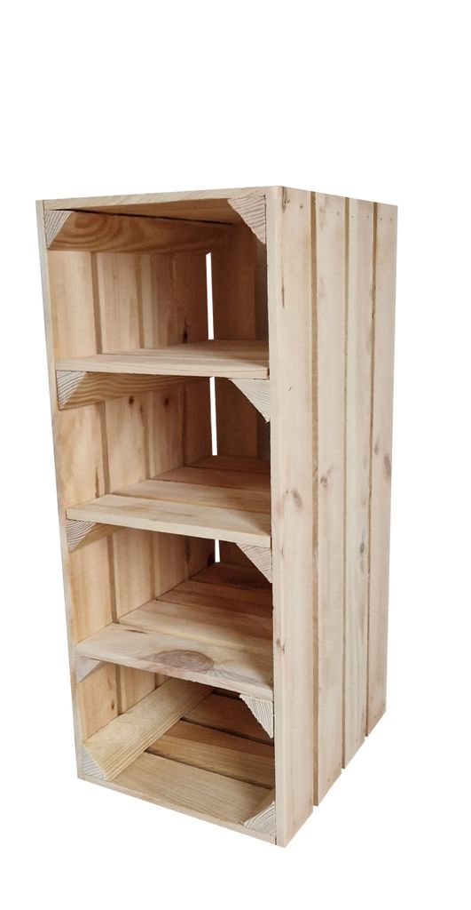 Schuhregal Holz 4 Fächer - Holzkiste als Schuhbank Bücherregal stabil - Massivholz Vintage