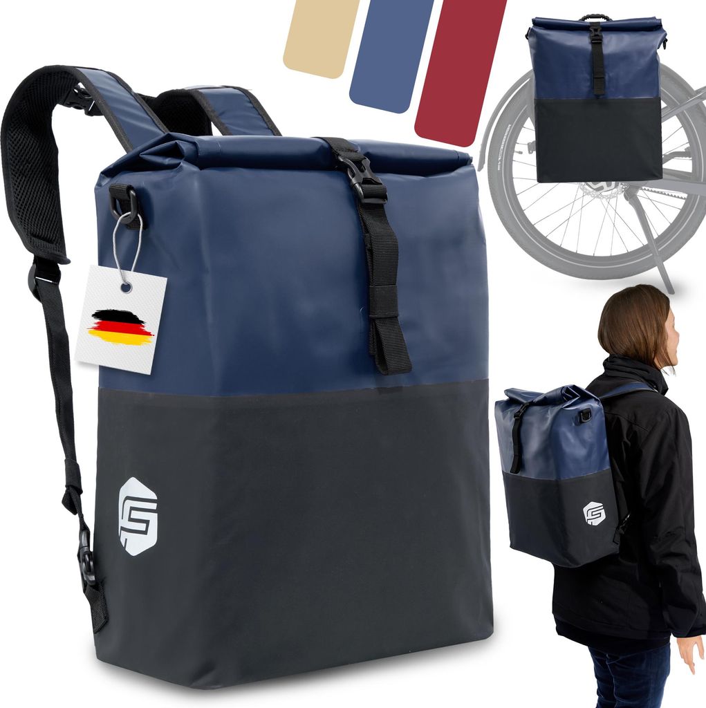 3in1 Urban Adventure Fahrradtasche - Gepäckträgertasche mit Rucksackfunktion