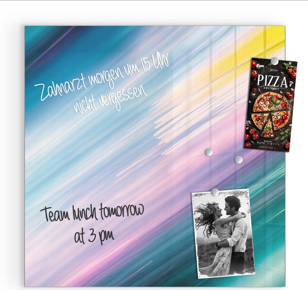 Magnettafel 50x50cm Pinnwand Whiteboard beschreibbar - Farbiges Streifenmuster