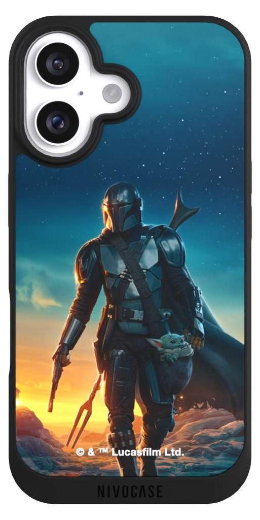 NIVOCASE Handyhülle für Apple iPhone 16 Hülle NIVOpure Case Schwarz Sonnenuntergang Star Wars The Mandalorian