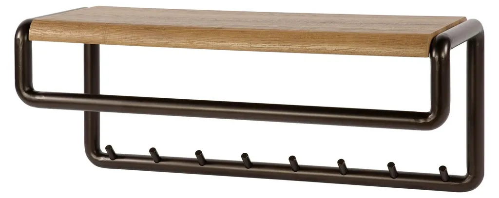 Porte-manteau mural 80 cm en bois et métal noir - Vestiaire Luno 80x33