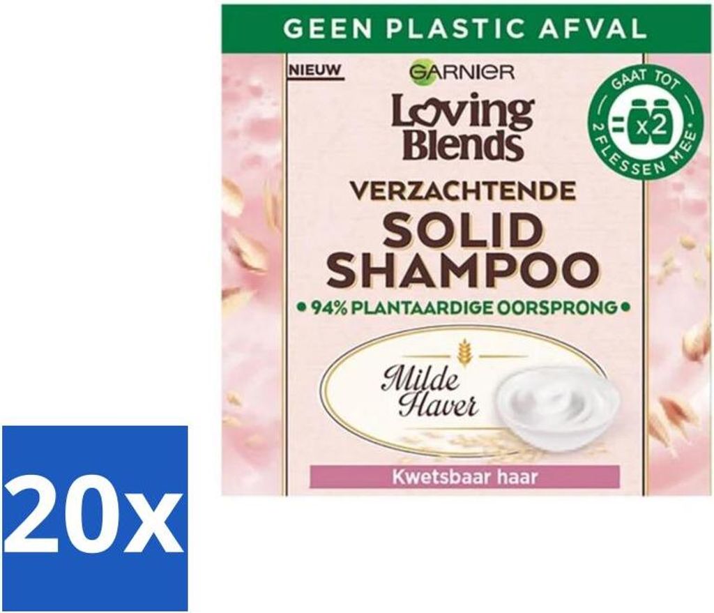 Garnier - Loving Blends Mild Oat - Festes Shampoo - Sprödes Haar - 60 g - Vorteilspack - 20 Stücke
