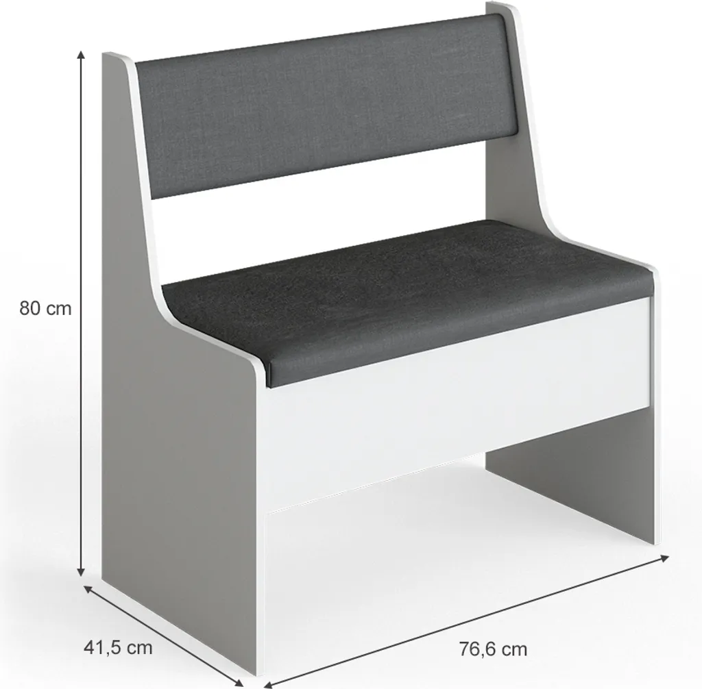 Banquette Vicco Roman blanche structure robuste 41.5x76.6cm pour salon