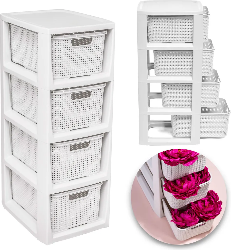Rangement vertical rotin 4 paniers pour désencombrer votre salle de bain