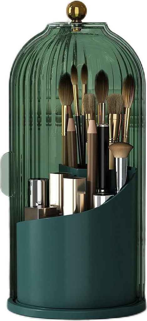 Make-up-Pinselhalter-Organizer mit Deckel, 360 Grad drehbar, große Kapazität, Make-up-Organizer, staubdichte Aufbewahrungsbox für Kosmetika auf ...