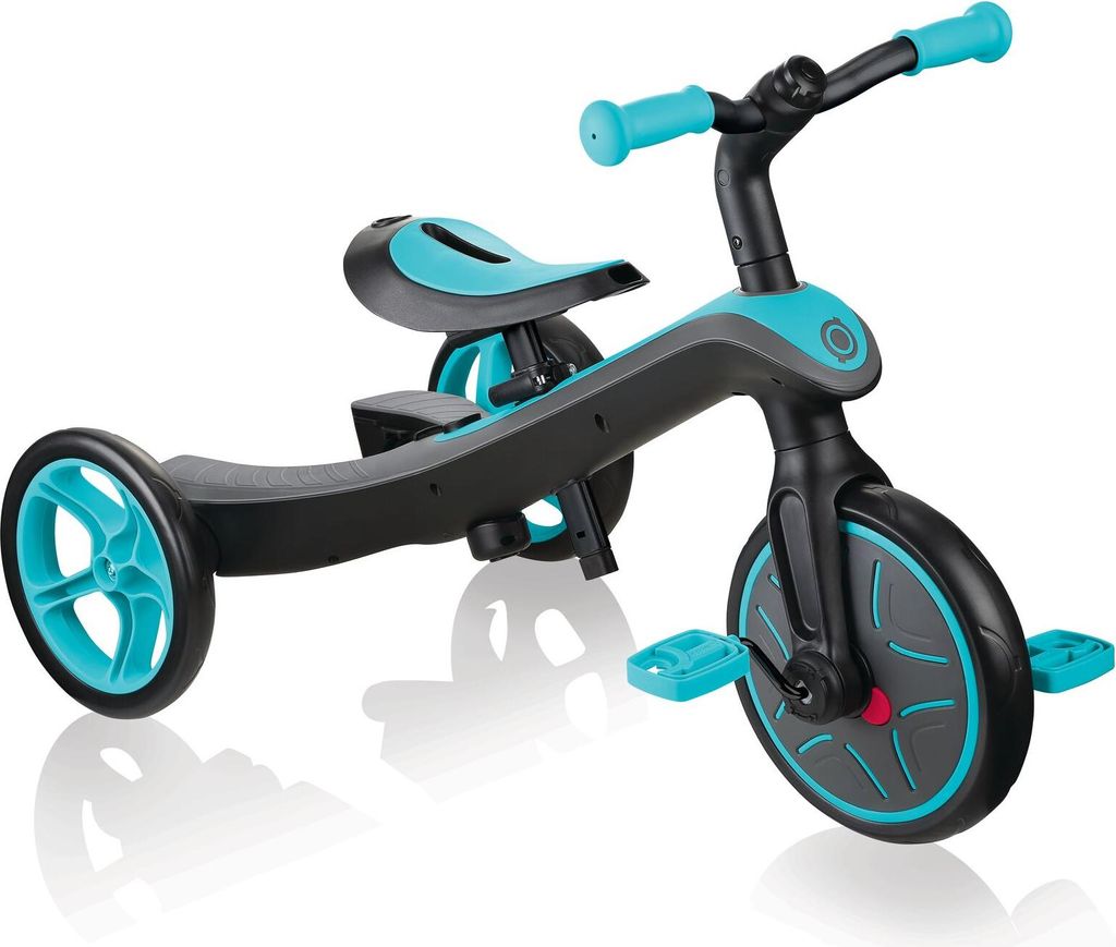 GLOBBER EXPLORER TRIKE 2in1 – Dreirad und Laufrad für Kinder, 10/8,5 Zoll, TPR-Sattel höhenverstellbar, türkis