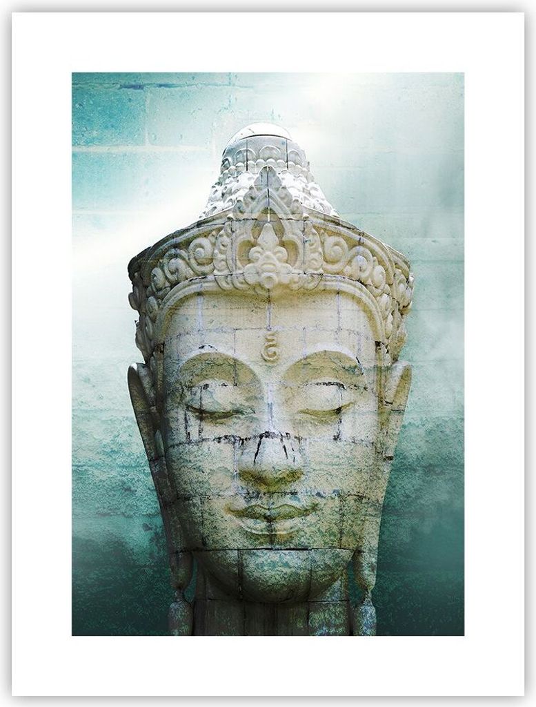 Poster - Poster ohne Rahmen - Buddha Grafik Türkis - 30x40 cm - Wand Bild - Wanddeko - Wandbilder - Kunstposter - Wandposter - Bilder - Kunstdruck...