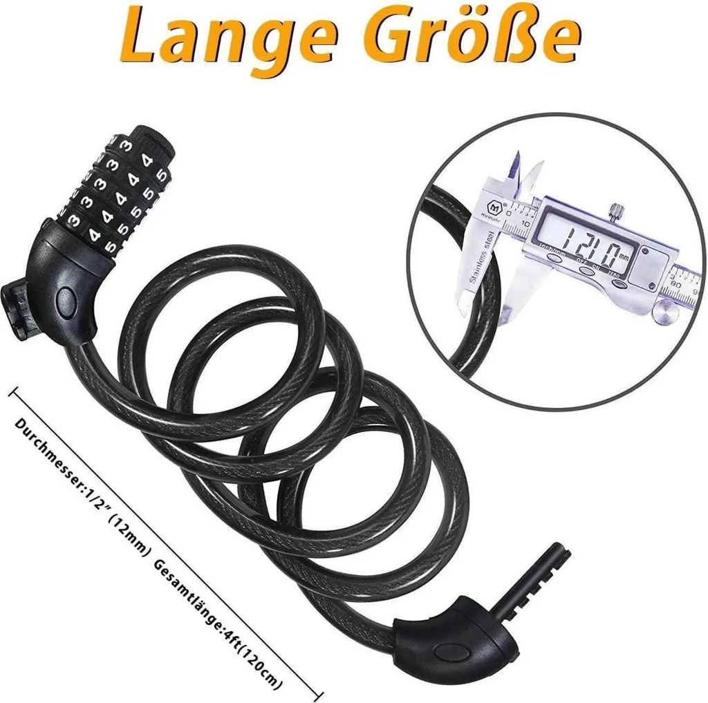 Câble antivol vélo robuste à code articulé 120cm noir universel - 4