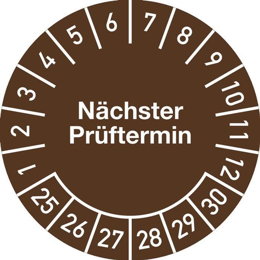 Mehrjahresprüfplakette D.20mm Nächster Prüftermin 2026-2031 Folie Btl.a 100 St.