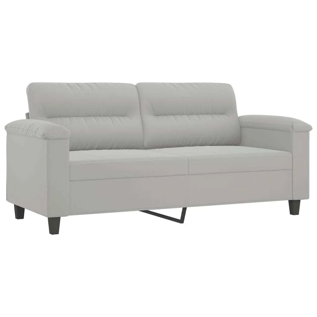 Canapé 2 places gris clair 140 cm microfibre pour studio et petit salon