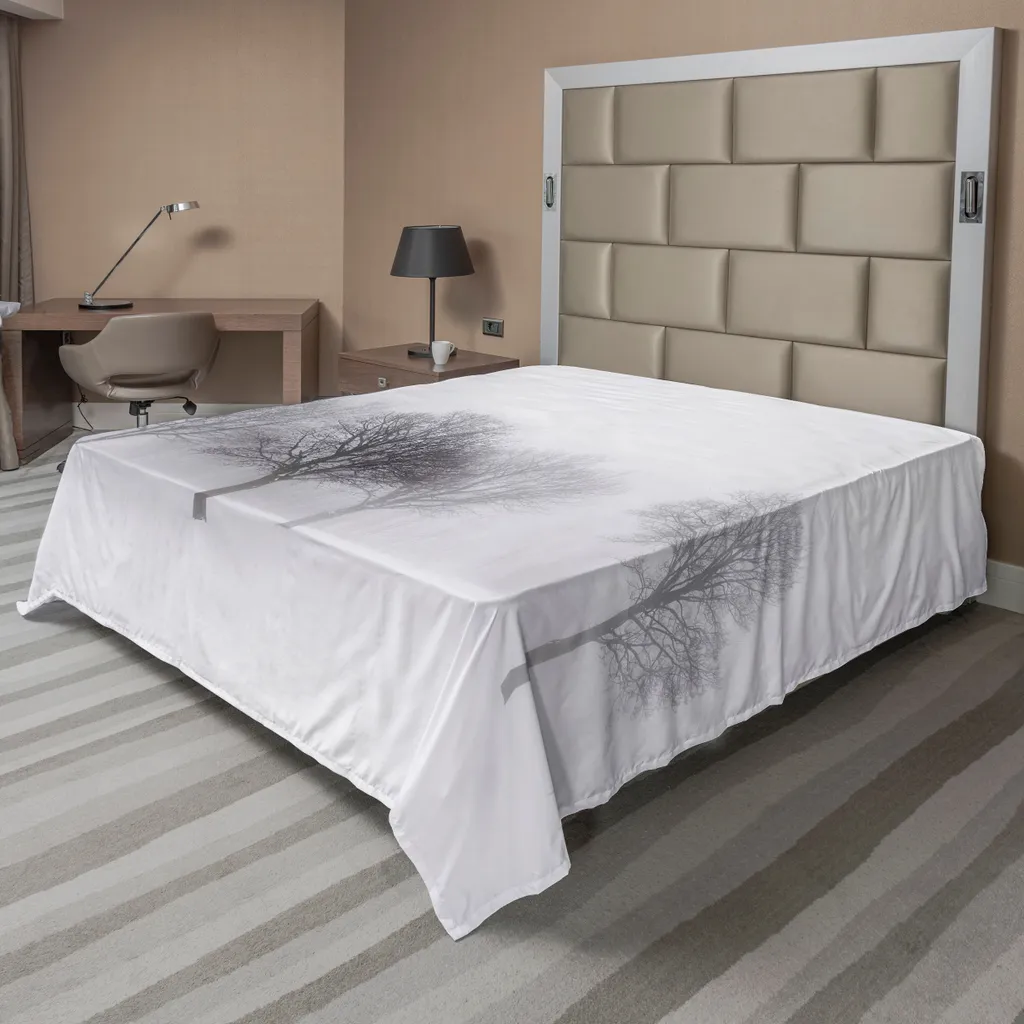ABAKUHAUS Drap Plat d'Hiver Paysage Brumeux 266x260 cm en Gris et Blanc