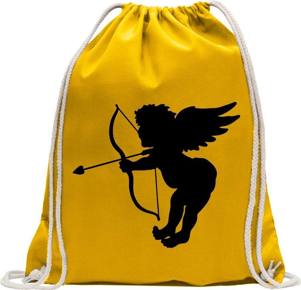Kiwistar - Turnbeutel - gelb - Engel - Liebesengel - Amor - Fun Rucksack Sport Beutel Gymsack Baumwolle mit Ziehgurt